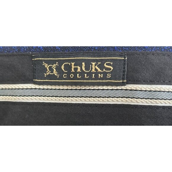 Chuks Collins Mens Navy Blue Tailored Trousers Pants With Button Size 32/30 - Picture 4 of 8